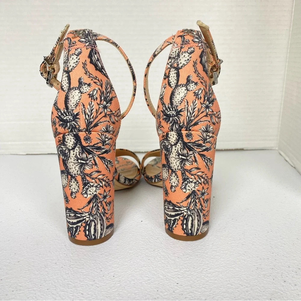 Sam Edelman Yaro Sandals Women’s 6.5M Peach Block Heel Ankle Strap Open Toe - Picture 2 of 11